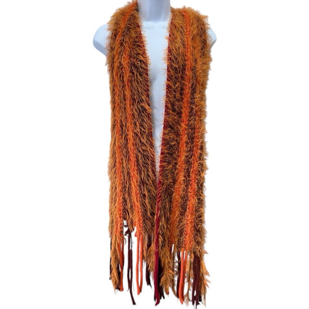 Y2K Fuzzy Boho Scarf Relativity Italy Art Eclectic Shaggy Festival Goblin Fairy